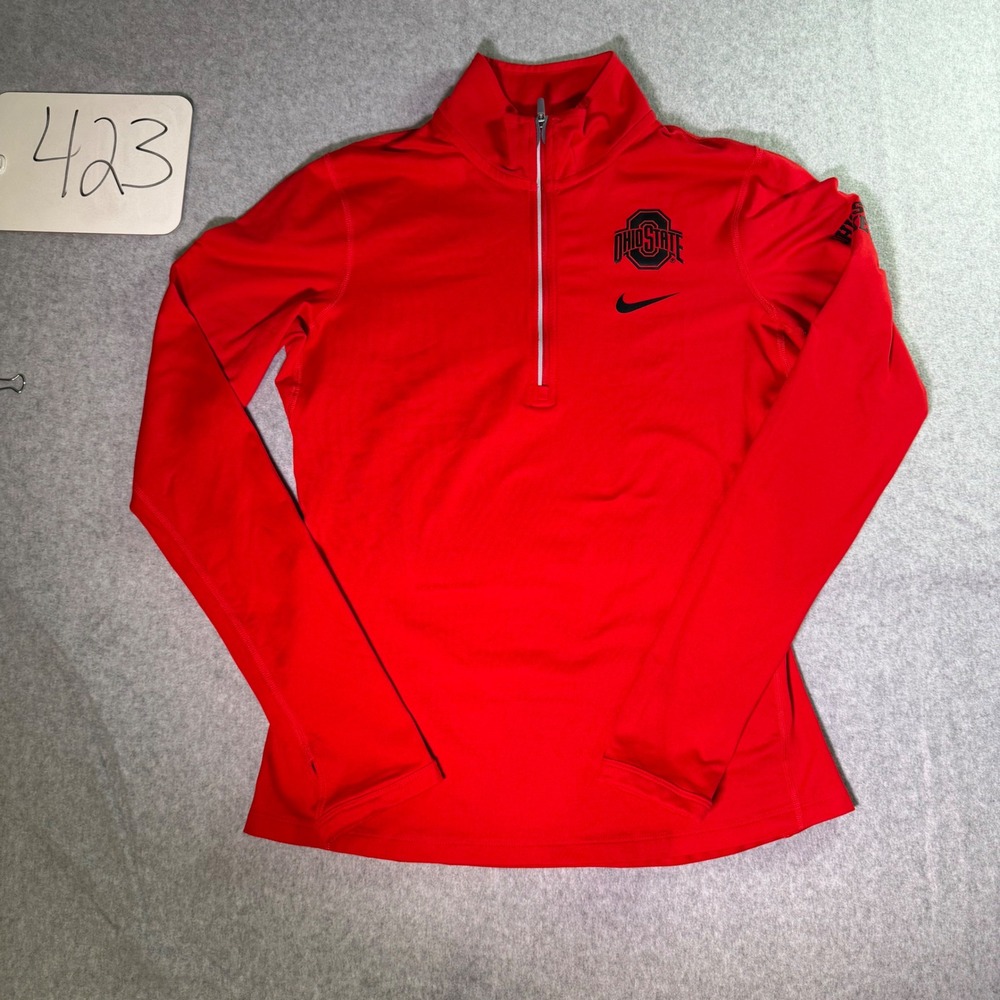 Nike Ohio State Buckeyes Dri-FIT Quarter Zip Pullover Red Womens Small